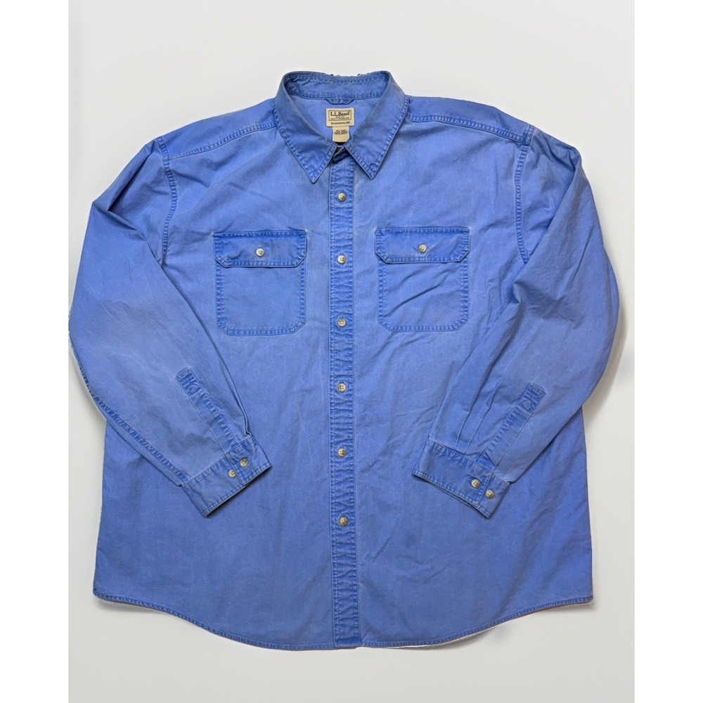 LL Bean Blue Cotton Shirt Mens XXL  Button Up Long Sleeve Denim Vintage